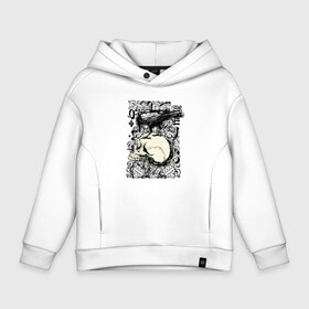 Детское худи Oversize хлопок с принтом Raven  Skull в Новосибирске, френч-терри — 70% хлопок, 30% полиэстер. Мягкий теплый начес внутри —100% хлопок | боковые карманы, эластичные манжеты и нижняя кромка, капюшон на магнитной кнопке | beak | bones | hype | raven | skull | teeth | wings | ворон | зубы | клюв | кости | крылья | хайп | череп