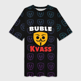 Платье-футболка 3D с принтом Bubble kvass anonymous logo в Новосибирске,  |  | бабл квас | игра | мобильные игры
