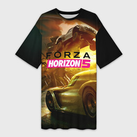 Платье-футболка 3D с принтом Forza Horizon 5  crazy race в Новосибирске,  |  | arcade racing simulator | car | flies | forza horizon | frenzied race | logo | pc game | sports | suv | автомобиль | аркадный гоночный симулятор | бешеная гонка | внедорожник | компьютерная игра | летит | логотип | спортивный