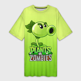 Платье-футболка 3D с принтом Plants vs. Zombies  Горохострел в Новосибирске,  |  | plants vs zombies | горохострел | зомби | игра | компьютерная игра | против | растения | растения против зомби