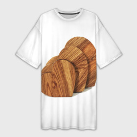 Платье-футболка 3D с принтом Сердечки из дерева в Новосибирске,  |  | 14 февраля | день всех влюбленных | день святого валентина | дерево | из дерева | коричневый | любовь | природа | природный дизайн | семейный | семья | сердца | сердце из дерева | текстура дерева