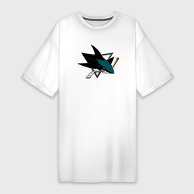 Платье-футболка хлопок с принтом Sharks are coming, Сан Хосе Шаркс (San Jose Sharks) в Новосибирске,  |  | hockey | nhl | san jose | san jose sharks | sharks | sharks are coming | usa | нхл | сан хосе | санхосе | санхосе шаркс | спорт | сша | хоккей | шайба | шаркс