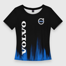 Женская футболка 3D Slim с принтом Volvo синий огонь в Новосибирске,  |  | auto | volvo | авто | автомобиль | бренд | вольво | марка | машины