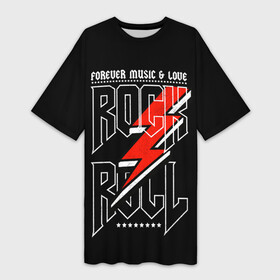 Платье-футболка 3D с принтом Rock and Roll Forever в Новосибирске,  |  | dead kennedys | exploited | fpg | punks not dead | анархия | гаражный рок | гитара | гражданская оборона | гранж | ирокез | король и шут | металл | музыка | наив | панк рок | пурген | рок музыка | рокер | рокнролл