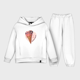 Детский костюм хлопок Oversize с принтом Вместе навсегда в Новосибирске,  |  | art | heart | horn | ice cream | арт | любовь | мороженое | очки | рожок | сердечки | сердце