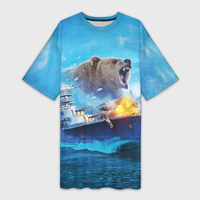 Платье-футболка 3D с принтом Медведь ВМФ в Новосибирске,  |  | 23 февраля | army | military | soldier | армия | ввс | вмф | военные | военый | войска | день защитника отечества | медветь | милитари | солдат | солдаты | спецназ