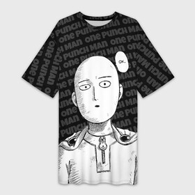 Платье-футболка 3D с принтом One Punch Man  Сайтама Ванпанчмен в Новосибирске,  |  | one | one punch man | onepunch man | saitama | аниме | анимэ | ван панч мен | ванпанчмен | комикс | манга | сайтама