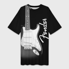 Платье-футболка 3D с принтом FENDER guitar  ФЕНДЕР гитара в Новосибирске,  |  | acoustic | fender | guitar | music | rock | stratocaster | telecaster | акустика | гитара | звук | музыка | рок | струны | телекастер | фендер | электрогитара