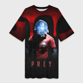 Платье-футболка 3D с принтом Prey dark blood в Новосибирске,  |  | horror | prey | space | космический корабль | космос | прей | прэй | страшная игра | ужастик | шутер