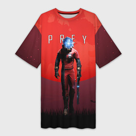 Платье-футболка 3D с принтом Prey красная планета в Новосибирске,  |  | horror | prey | space | космический корабль | космос | прей | прэй | страшная игра | ужастик | шутер