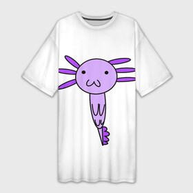 Платье-футболка 3D с принтом Axolotl в Новосибирске,  |  | axolotl | аксолотль | милый | мульт | мультяшный | рисованный | розовый | фиолетовый