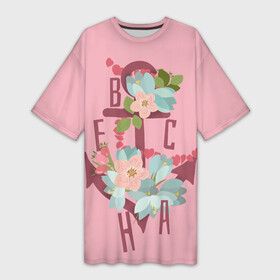 Платье-футболка 3D с принтом Якорь весны в Новосибирске,  |  | 8 march | 8 марта | cool girl | feminism | flower | girl | woman | в подарок | весна | девочкам | девочке | женские | женщинам | женщине | март | праздник | фем | феминизм | цветочки | цветы