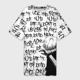 Платье-футболка 3D с принтом DEAD INSIDE  1000 7 в Новосибирске,  |  | 10007 | anime | dead inside | depression | drain | ghoul | tokyo ghoul | zxc | аниме | дед инсайд | дипрессия | дэд инсайд | канеки | кен | токийский гуль
