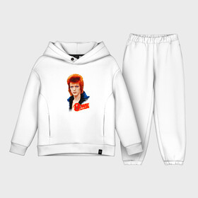 Детский костюм хлопок Oversize с принтом David Bowie | Blue Jacket в Новосибирске,  |  | 70е | bowie | david bowie | roc n roll | starman | ziggy stardust | боуи | дэвид боуи | зигги стардаст | музыка | рок н ролл | стармэн
