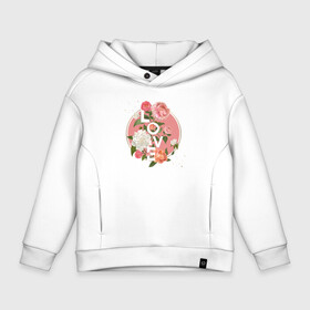 Детское худи Oversize хлопок с принтом Love in pink flowers в Новосибирске, френч-терри — 70% хлопок, 30% полиэстер. Мягкий теплый начес внутри —100% хлопок | боковые карманы, эластичные манжеты и нижняя кромка, капюшон на магнитной кнопке | Тематика изображения на принте: 8 march | 8 марта | cool girl | feminism | flower | girl | woman | в подарок | весна | девочкам | девочке | женские | женщинам | женщине | март | праздник | фем | феминизм | цветочки | цветы