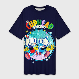 Платье-футболка 3D с принтом Cuphead Show  Шоу чашека в Новосибирске,  |  | Тематика изображения на принте: cuphead | cuphead show | капхед | капхед и магмен | капхед шоу | кружек | магмен | чашек | шоу капхед | шоу чашека | шоу чашечка | шоу чашка