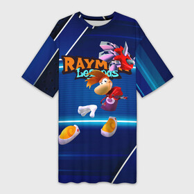 Платье-футболка 3D с принтом Rayman Legends Blue в Новосибирске,  |  | globox | rayman | rayman legends | глобокс | реймен | рэйман | рэймэн | человечек