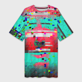 Платье-футболка 3D с принтом Fashion glitch 2088 в Новосибирске,  |  | color | fashion | glitch | pattern | глитч | мода | узор | цвет