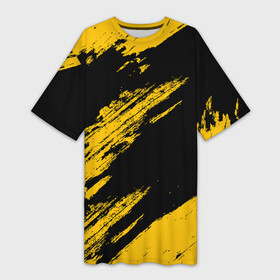 Платье-футболка 3D с принтом BLACK AND YELLOW GRUNGE  ГРАНЖ в Новосибирске,  |  | abstract | black and yellow grunge | grunge | texture | абстракция | грандж | гранж | текстура