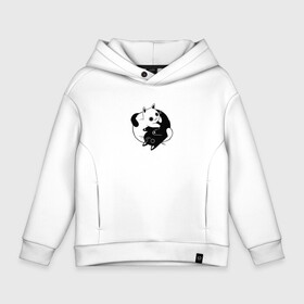 Детское худи Oversize хлопок с принтом Yin Yang Black And White Cats в Новосибирске, френч-терри — 70% хлопок, 30% полиэстер. Мягкий теплый начес внутри —100% хлопок | боковые карманы, эластичные манжеты и нижняя кромка, капюшон на магнитной кнопке | Тематика изображения на принте: белый | ин ян | инь нь | китайский | кот | котенок | котик | кошка | милый | противоположности | черный | японский