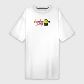 Платье-футболка хлопок с принтом Doodle Jump classic в Новосибирске,  |  | doodle | doodle jump | game | jump | видеоигра | дудлик | игра | игры | каракуля | мобилка | мобильная игра | платформер