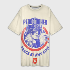 Платье-футболка 3D с принтом Peacemaker. Мир любой ценой в Новосибирске,  |  | dc | peace | peacemaker | джон сина | кристофер смит | мир | миротворец | орел | орлик | пацифист | суперзлодей