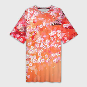 Платье-футболка 3D с принтом Весенняя волна в Новосибирске,  |  | арт | весна | рисунок | розовые цветы | розовый цветок | сакура | цветение | цветение дерева | цветение деревьев | цветок | цветы | яркие цветы | яркий цветок