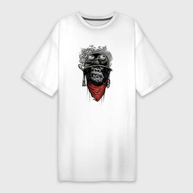 Платье-футболка хлопок с принтом Горилла  Крутой перец в Новосибирске,  |  | fangs | gorilla | helmet | hype | jaw | muzzle | smoke | горилла | дым | клыки | нос | очки | пасть | хайп | шлем