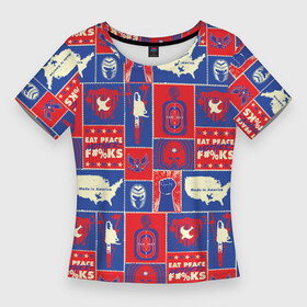 Женская футболка 3D Slim с принтом Миротворец. Паттерн в Новосибирске,  |  | dc | peace | peacemaker | мир | миротворец | пацифист | суперзлодей