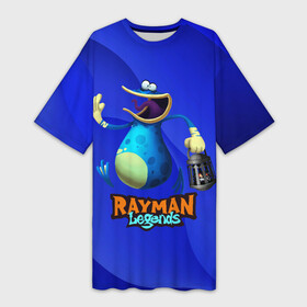 Платье-футболка 3D с принтом Globox с фонарем в Новосибирске,  |  | legends | rayman | rayman legends | глобокс | рейман | рэйман | рэймэн