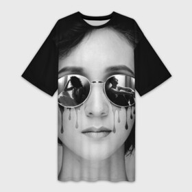 Платье-футболка 3D с принтом грусть  разлука в Новосибирске,  |  | грусть | девушка | любовь | ониона | очки | пара | разлука | слезы