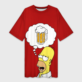 Платье-футболка 3D с принтом Гомер думает о пиве Симпсоны  Simpsons в Новосибирске,  |  | Тематика изображения на принте: bart | beer | homer | simpson | simpsons | алкаш | барт | барт симпсон | бир | гомер | гомер симпсон | лиза | напитки | пенное | прикол | симпсон | симпсоны | смешная надпись | цитата | юмор