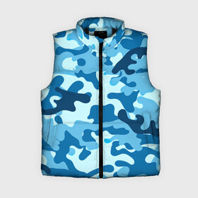 Женский жилет утепленный 3D с принтом Камуфляж Sky Blue Camo в Новосибирске,  |  | blue | camo | sky | камуфляж | синий | хайп | шмот