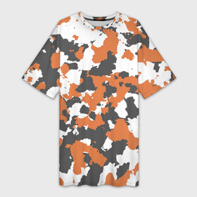 Платье-футболка 3D с принтом Камуфляж Orange Camo в Новосибирске,  |  | camo | orange | камуфляж | оранжевый | хайп | шмот