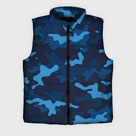 Мужской жилет утепленный 3D с принтом Камуфляж Navy Blue Camo в Новосибирске,  |  | blue | camo | камуфляж | синий | хайп | шмот