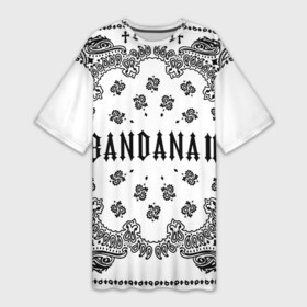 Платье-футболка 3D с принтом BANDANA 2 (Бандана 2) Кизару Биг Бейби Тейп Белый в Новосибирске,  |  | 2 | bandana | benzo | big baby | gang | grunge | hiphop | kizaru | music | rap | tape | trash | альбом | бандана | бандана 2 | бензо | биг бейби | генг | гранж | знак | кизару | музыка | надпись | реп | рэп | символ | тейп | треш | хипхоп