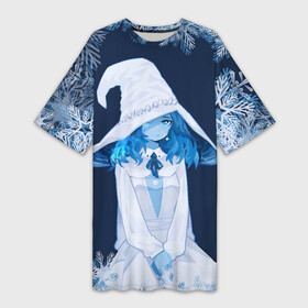 Платье-футболка 3D с принтом Снежная Ранни в Новосибирске,  |  | девушка | ранни | рисунок | снег | снежинки | снежная мелина
