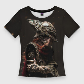 Женская футболка 3D Slim с принтом Воин Мелина в Новосибирске,  |  | воин в доспехах | воин мелина | девушка | мелина | персонаж | рисунок | рыцарь