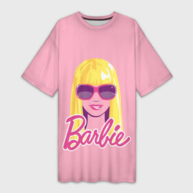 Платье-футболка 3D с принтом Barbie Sunglasses в Новосибирске,  |  | Тематика изображения на принте: barbara | barbie | beauty | doll | girl | idol | perfect | pink | pop | toy | usa | woman | барбара | барби | девушка | игрушка | кукла | попидол | розовый | силуэт | сша