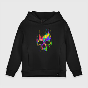 Детское худи Oversize хлопок с принтом Color skull   Neon   Vanguard в Новосибирске, френч-терри — 70% хлопок, 30% полиэстер. Мягкий теплый начес внутри —100% хлопок | боковые карманы, эластичные манжеты и нижняя кромка, капюшон на магнитной кнопке | Тематика изображения на принте: color | fashion | neon | skull | vanguard | авангард | мода | неон | цвет | череп