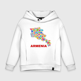 Детское худи Oversize хлопок с принтом Armenian Color в Новосибирске, френч-терри — 70% хлопок, 30% полиэстер. Мягкий теплый начес внутри —100% хлопок | боковые карманы, эластичные манжеты и нижняя кромка, капюшон на магнитной кнопке | armenia | армения | армяне | армянин | ереван | казказ | карта | ссср | страна | турист | флаг