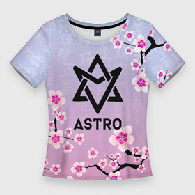 Женская футболка 3D Slim с принтом ASTRO ЦВЕТЫ САКУРЫ в Новосибирске,  |  | astro | k pop | korean | астро | сакура | сакуры | цветы