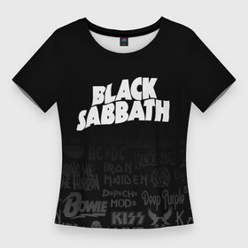 Женская футболка 3D Slim с принтом Black Sabbath логотипы рок групп в Новосибирске,  |  | black | black sabath | black sabbath | hard rock | heavy metal | ozzy | sabath | блэк сабат | группы | метал | музыка | оззи | оззи осборн | ози | осборн | рок | хард рок | хэви метал