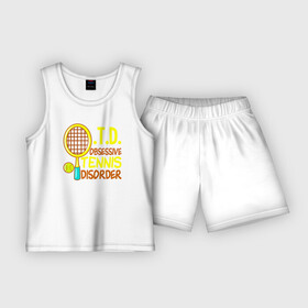 Детская пижама с шортами хлопок с принтом O.T.D. Обсессивное Теннисное Расстройство в Новосибирске,  |  | Тематика изображения на принте: tennis | большой теннис | лаун теннис | мяч | настольный теннис | пинг | пинг понг | понг | ракетка | спорт | спортсмен | тенисист | тенисный | теннис | теннисист | шорт теннис
