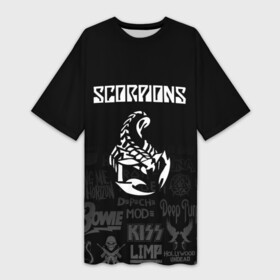 Платье-футболка 3D с принтом Scorpions логотипы рок групп в Новосибирске,  |  | Тематика изображения на принте: scorpions | группа | клаус майне | маттиас ябс | микки ди | павел мончивода | рудольф шенкер | скорпион | скорпионс | хард | хардрок