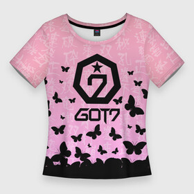 Женская футболка 3D Slim с принтом GOT7 БАБОЧКИ в Новосибирске,  |  | cute | got 7 | got7 | k pop | korean | бабочки | гот7 | кей поп | кпоп