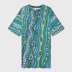 Платье-футболка 3D с принтом Разноцветная абстракция в стиле дудл. Волны, линии, круги, полосы в Новосибирске,  |  | абстрактный | абстракция | белый | в стиле дудл | вертикально | вертикальные полоски | волнистый | волны | д | детский | дудл | женский | зеленый | круги | летний | линии | морской | мужской | обводка