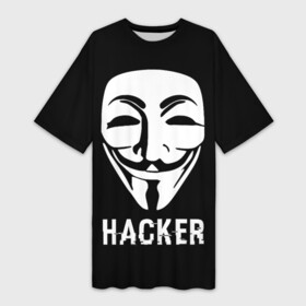 Платье-футболка 3D с принтом HACKER (Маска V) в Новосибирске,  |  | anonymous | guy fawkes | hacker | programmer | vendetta | айтишник | анонимус | бинарный код | вебмастер | вендетта | гай фокс | интернет технологии | информатика | ит специалист | маска v | маска гая фокса | матрица