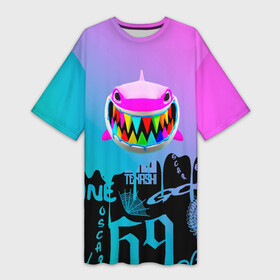 Платье-футболка 3D с принтом 6ix9ine TEKASHI 69. в Новосибирске,  |  | 6ix9ine | 6ix9ine акула | daniel hernandez | gooba | rap | shark | six nine | tekashi | акула | даниэль эрнандес | музыка | реп | сикс найн | текаши
