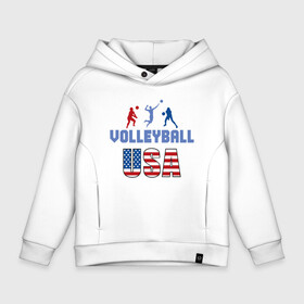 Детское худи Oversize хлопок с принтом USA   Volleyball в Новосибирске, френч-терри — 70% хлопок, 30% полиэстер. Мягкий теплый начес внутри —100% хлопок | боковые карманы, эластичные манжеты и нижняя кромка, капюшон на магнитной кнопке | Тематика изображения на принте: game | sport | usa | volley | volleyball | волейбол | волейболист | волейболистка | игра | мяч | спорт | спортсмен | сша | тренер